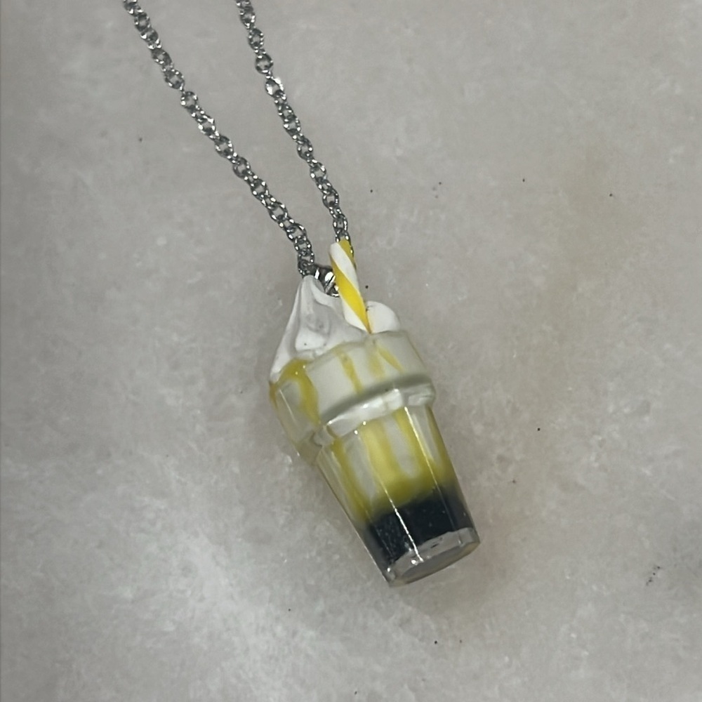 3/$30 • Yellow and White Ice Cream Pendant Necklace